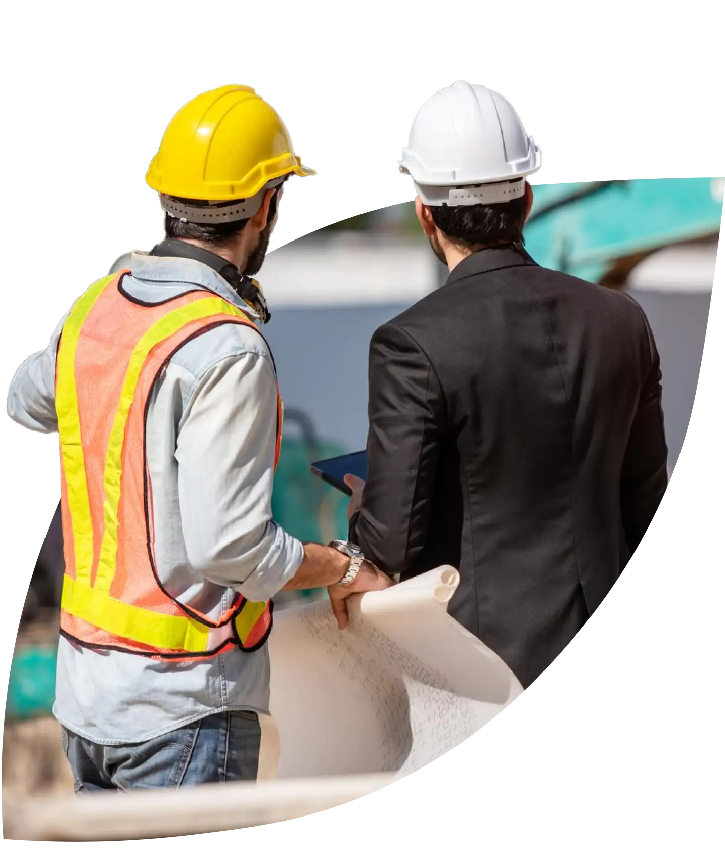 workers discussing a plan