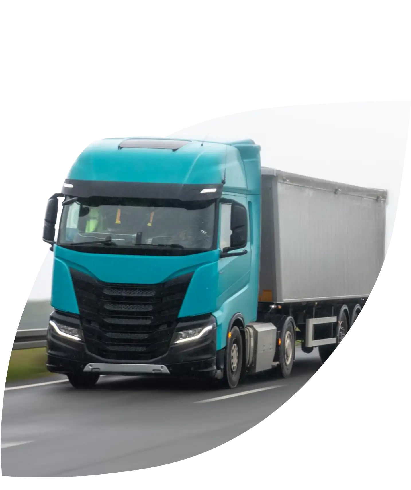 a truck driving fast