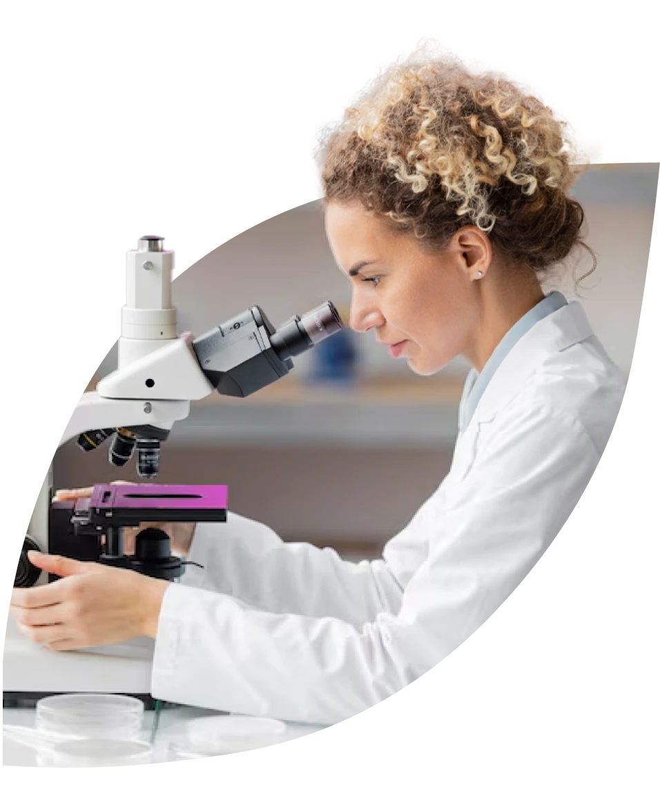 scientist with a microscope