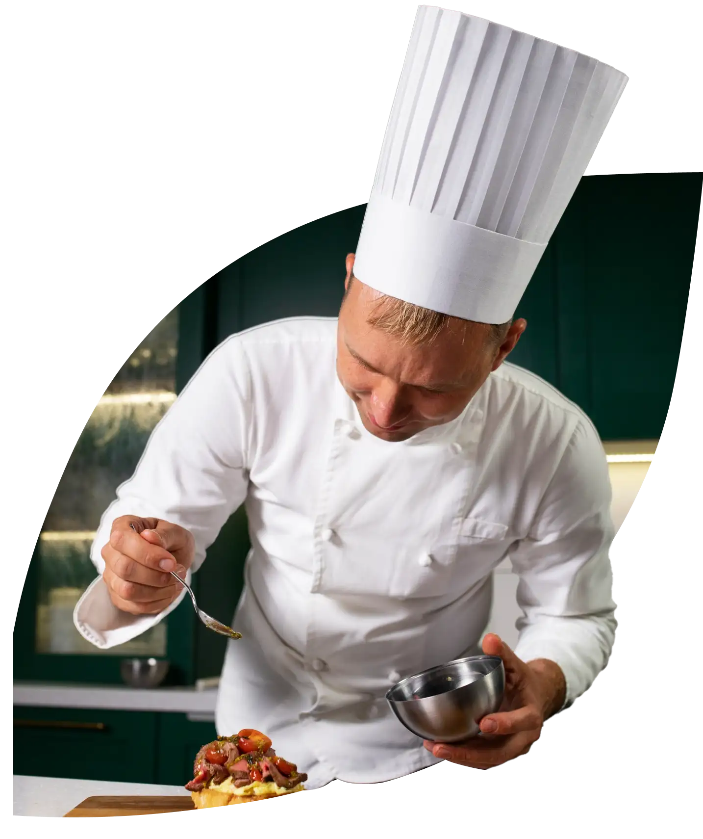 a masterful chef working on a dish