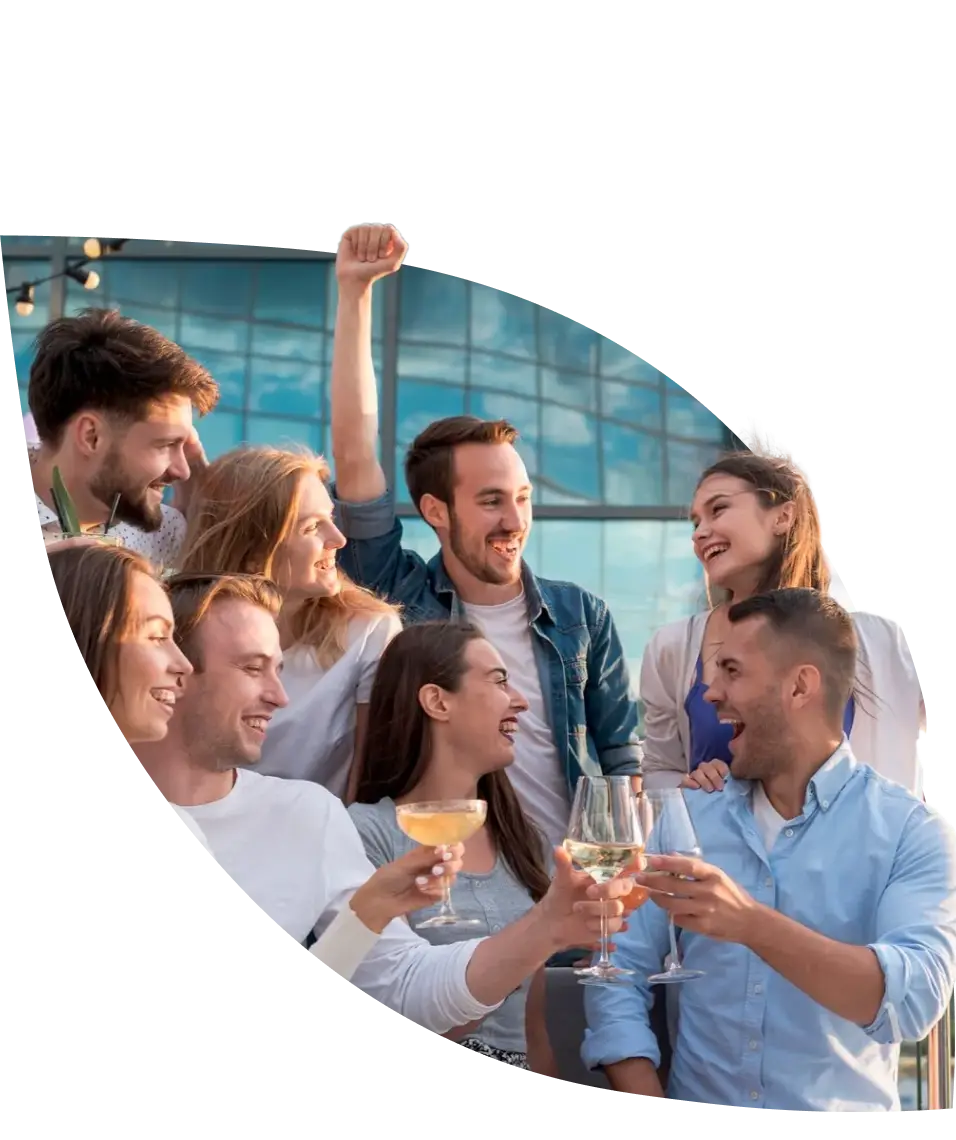 a group of people smiling