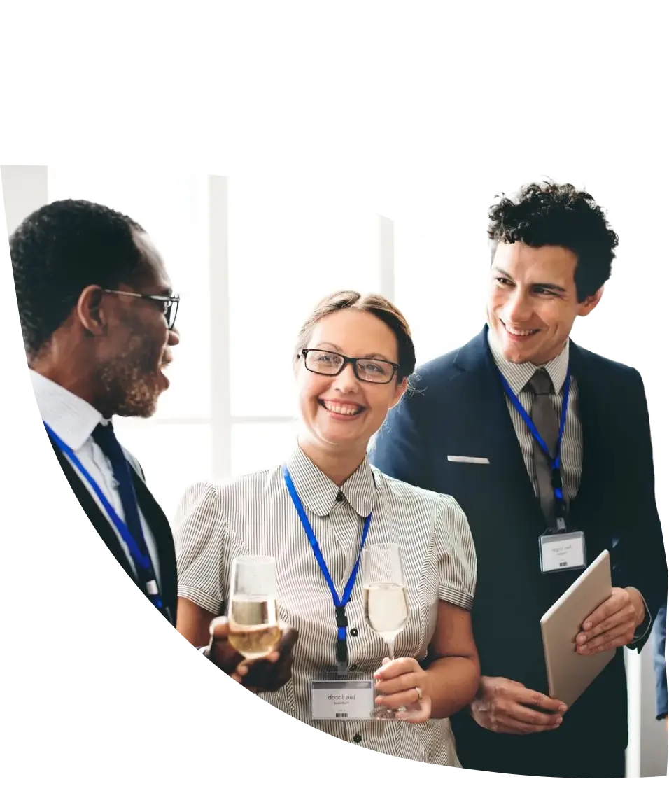 three people smiling