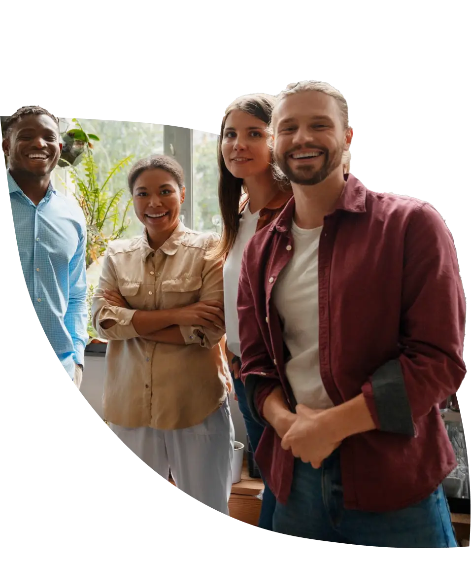 a group of people smiling