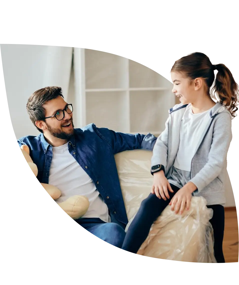 man and his daughter being happy